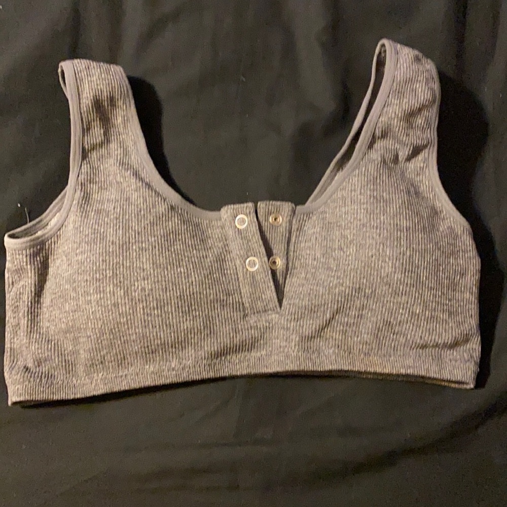 Gray sports bra